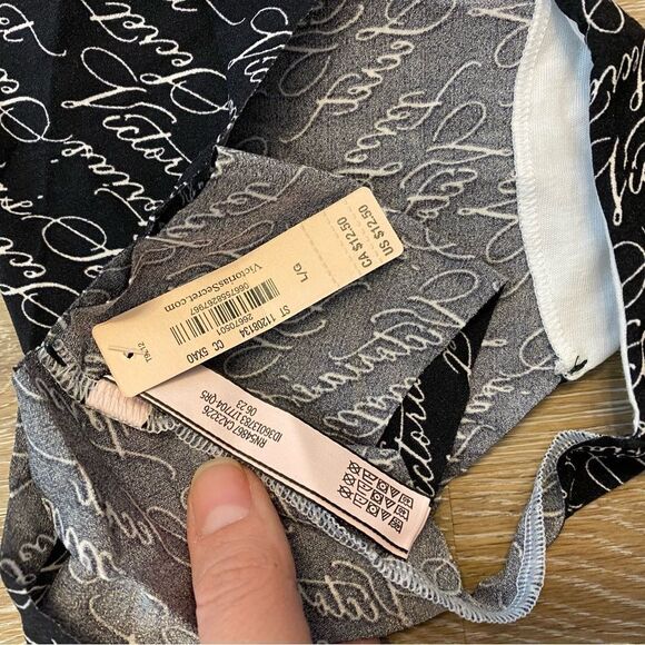 Victorias Secret VS Seamless Logo black smooth Thong panties underwear NEW Large - Picture 6 of 9